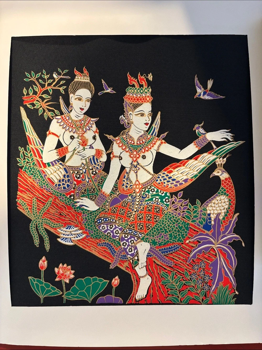 Traditional Cambodian/Asian Mythology Wall Art Cloth Prints, Set of 6